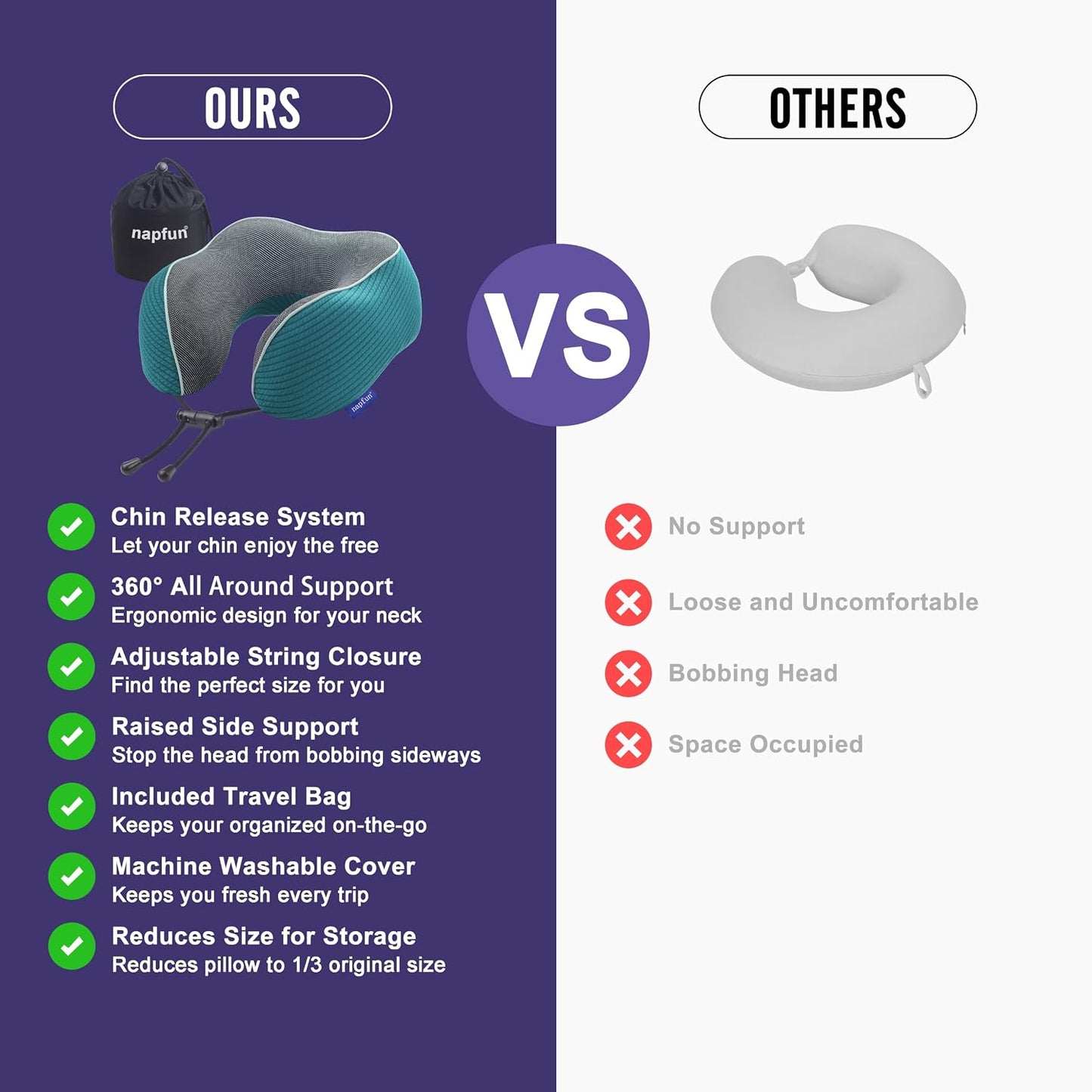 Neck Pillow for Traveling, Upgraded Travel Neck Pillow for Airplane 100% Pure Memory Foam Travel Pillow for Flight Headrest Sleep, Portable Plane Accessories, Light Grey