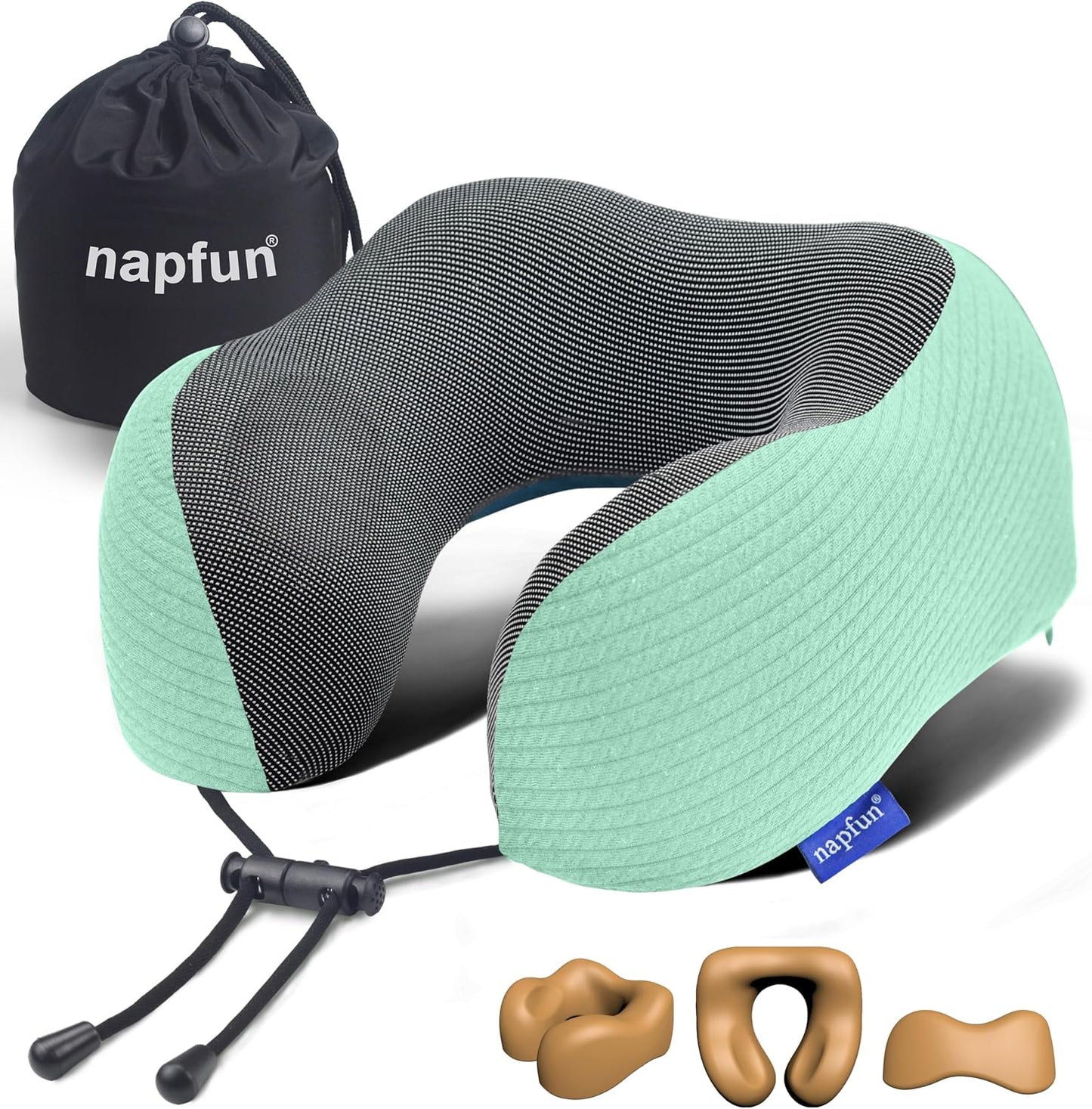 Neck Pillow for Traveling, Upgraded Travel Neck Pillow for Airplane 100% Pure Memory Foam Travel Pillow for Flight Headrest Sleep, Portable Plane Accessories, Light Grey