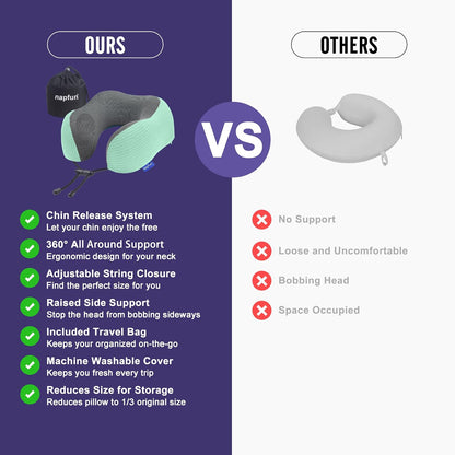 Neck Pillow for Traveling, Upgraded Travel Neck Pillow for Airplane 100% Pure Memory Foam Travel Pillow for Flight Headrest Sleep, Portable Plane Accessories, Light Grey