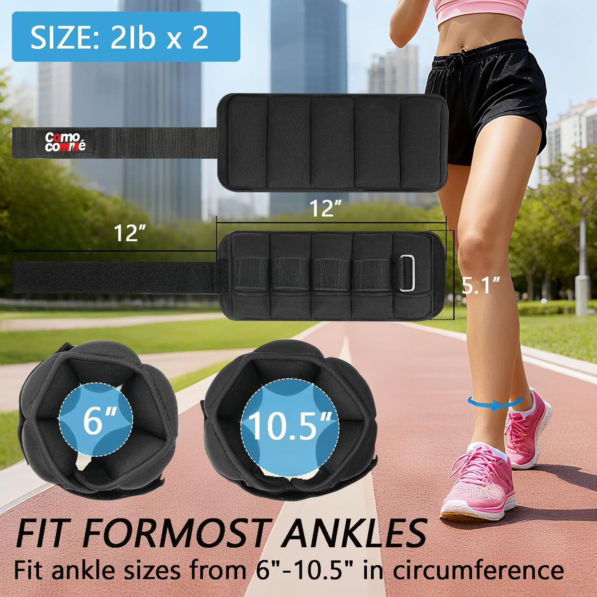 Adjustable Ankle Weights, 2 3 5 lb 1 Pair Strength Training Wrist Leg Arm Weights for Women, Men, Weighted Ankle Weight Set with Removable Sandbags for for Gym, Fitness Workout, Running Lifting