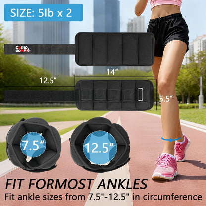 Adjustable Ankle Weights, 2 3 5 lb 1 Pair Strength Training Wrist Leg Arm Weights for Women, Men, Weighted Ankle Weight Set with Removable Sandbags for for Gym, Fitness Workout, Running Lifting