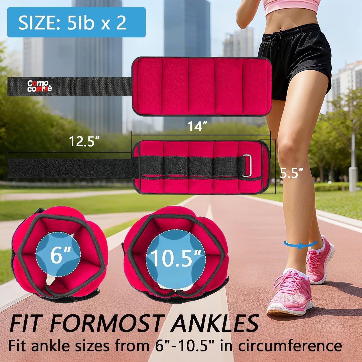 Adjustable Ankle Weights, 2 3 5 lb 1 Pair Strength Training Wrist Leg Arm Weights for Women, Men, Weighted Ankle Weight Set with Removable Sandbags for for Gym, Fitness Workout, Running Lifting