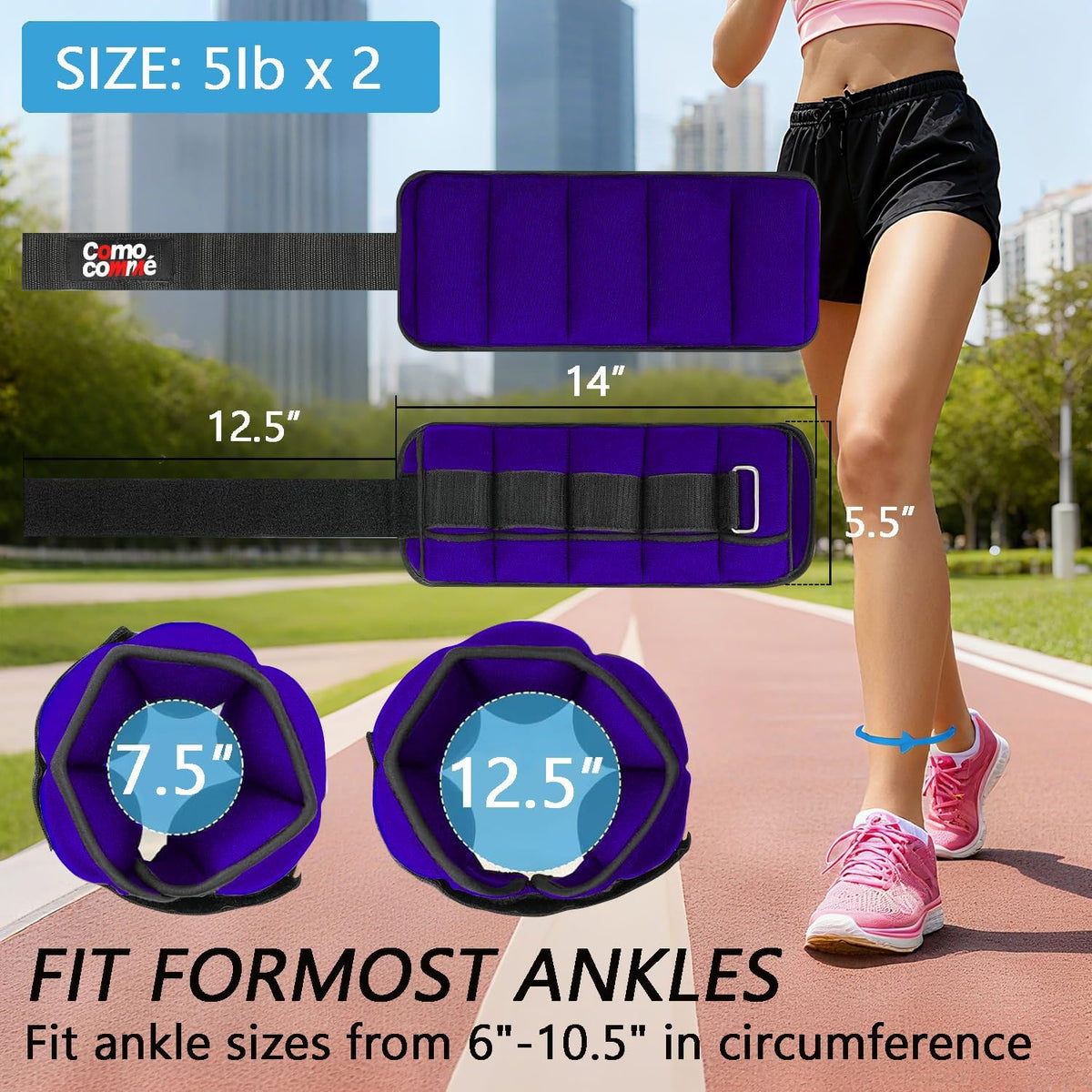 Adjustable Ankle Weights, 2 3 5 lb 1 Pair Strength Training Wrist Leg Arm Weights for Women, Men, Weighted Ankle Weight Set with Removable Sandbags for for Gym, Fitness Workout, Running Lifting