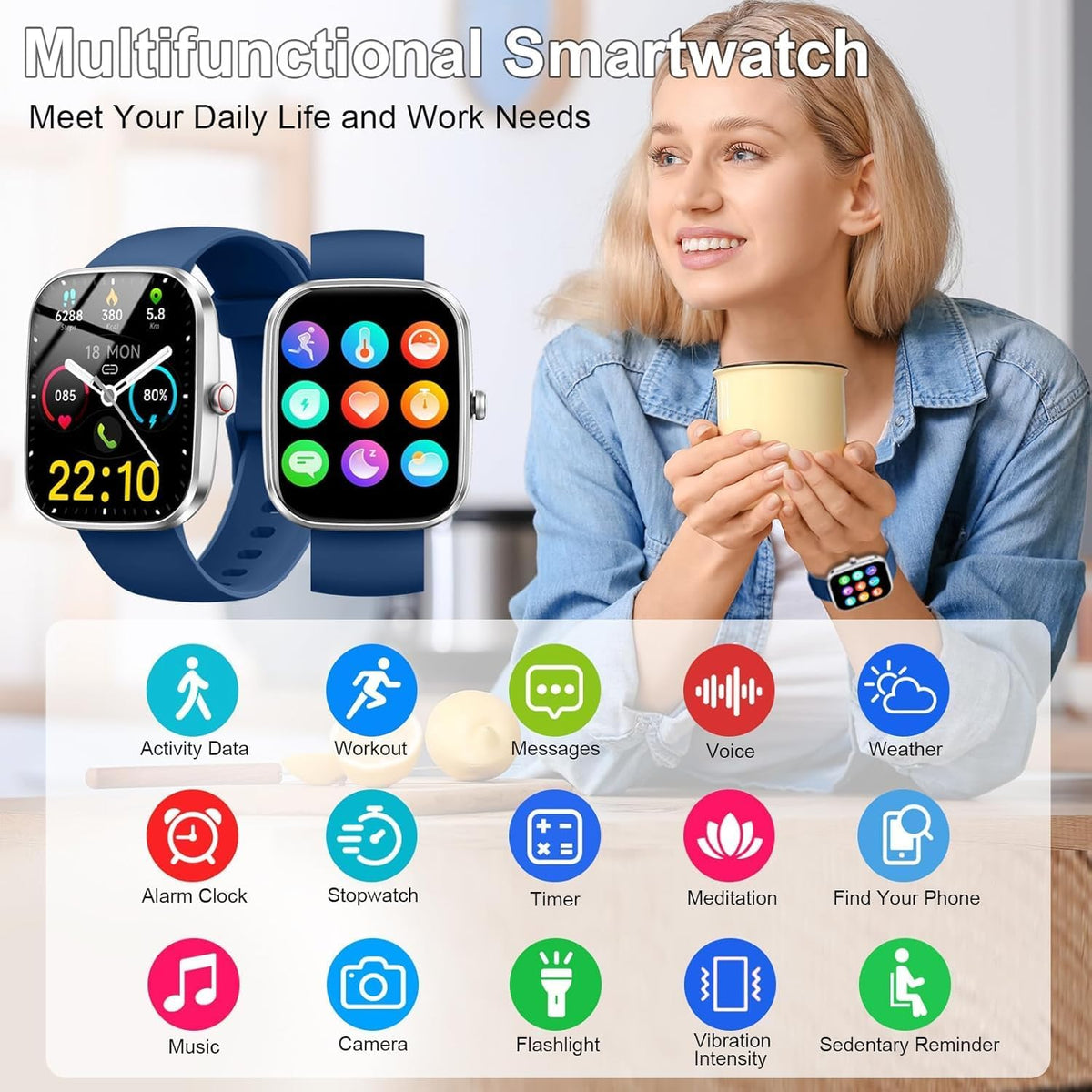 Smart Watch for Men Women (Answer/Make Call), 2026 New 1.91" HD SmartWatch, Fitness Watch with 120+ Sport Modes, IP68 Waterproof, Pedometer, Heart Rate/Sleep Monitor, Activity Tracker for Android iOS
