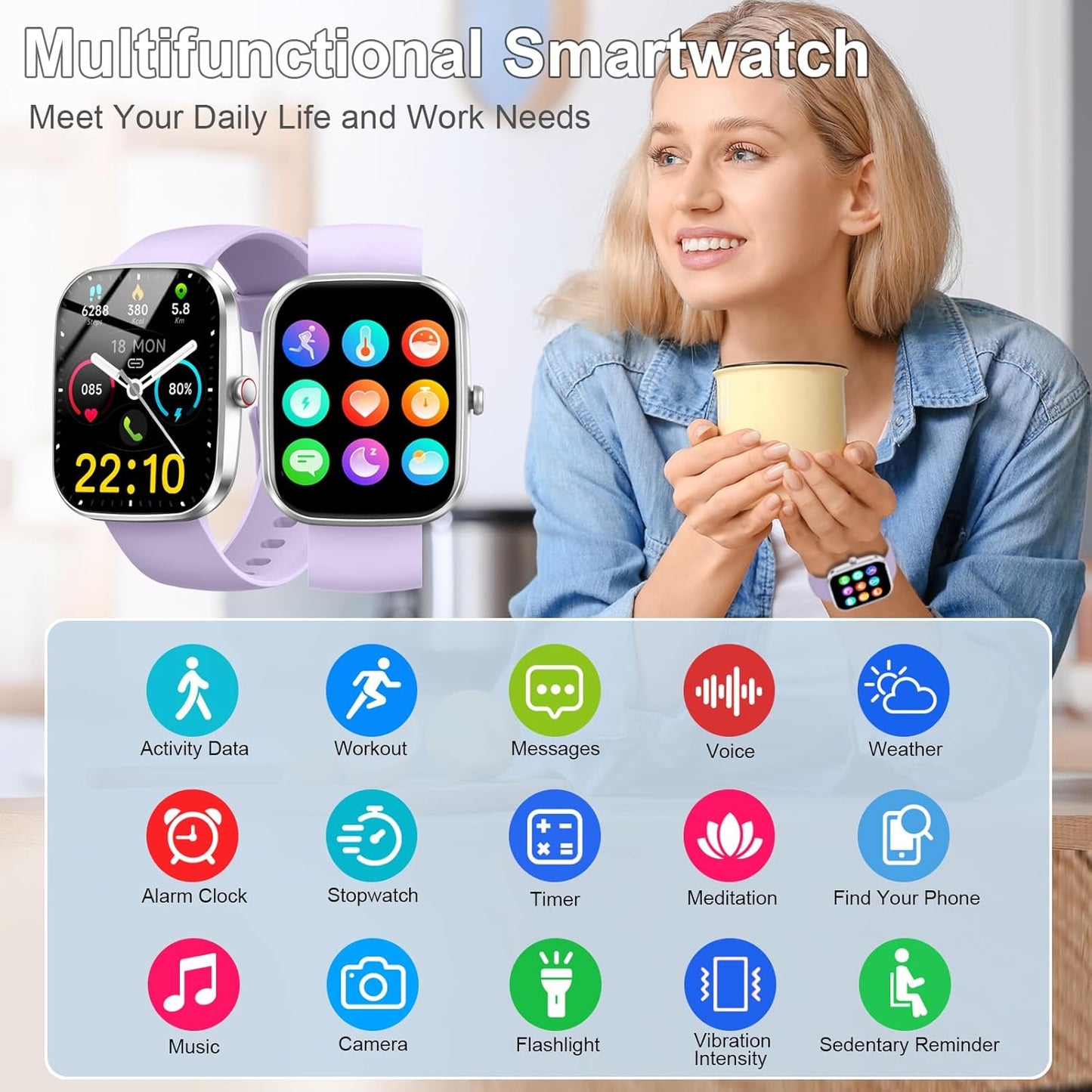 Smart Watch for Men Women (Answer/Make Call), 2026 New 1.91" HD SmartWatch, Fitness Watch with 120+ Sport Modes, IP68 Waterproof, Pedometer, Heart Rate/Sleep Monitor, Activity Tracker for Android iOS