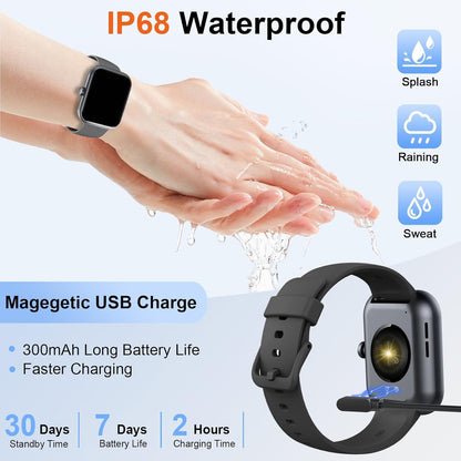 Smart Watch for Men Women (Answer/Make Call), 2026 New 1.91" HD SmartWatch, Fitness Watch with 120+ Sport Modes, IP68 Waterproof, Pedometer, Heart Rate/Sleep Monitor, Activity Tracker for Android iOS