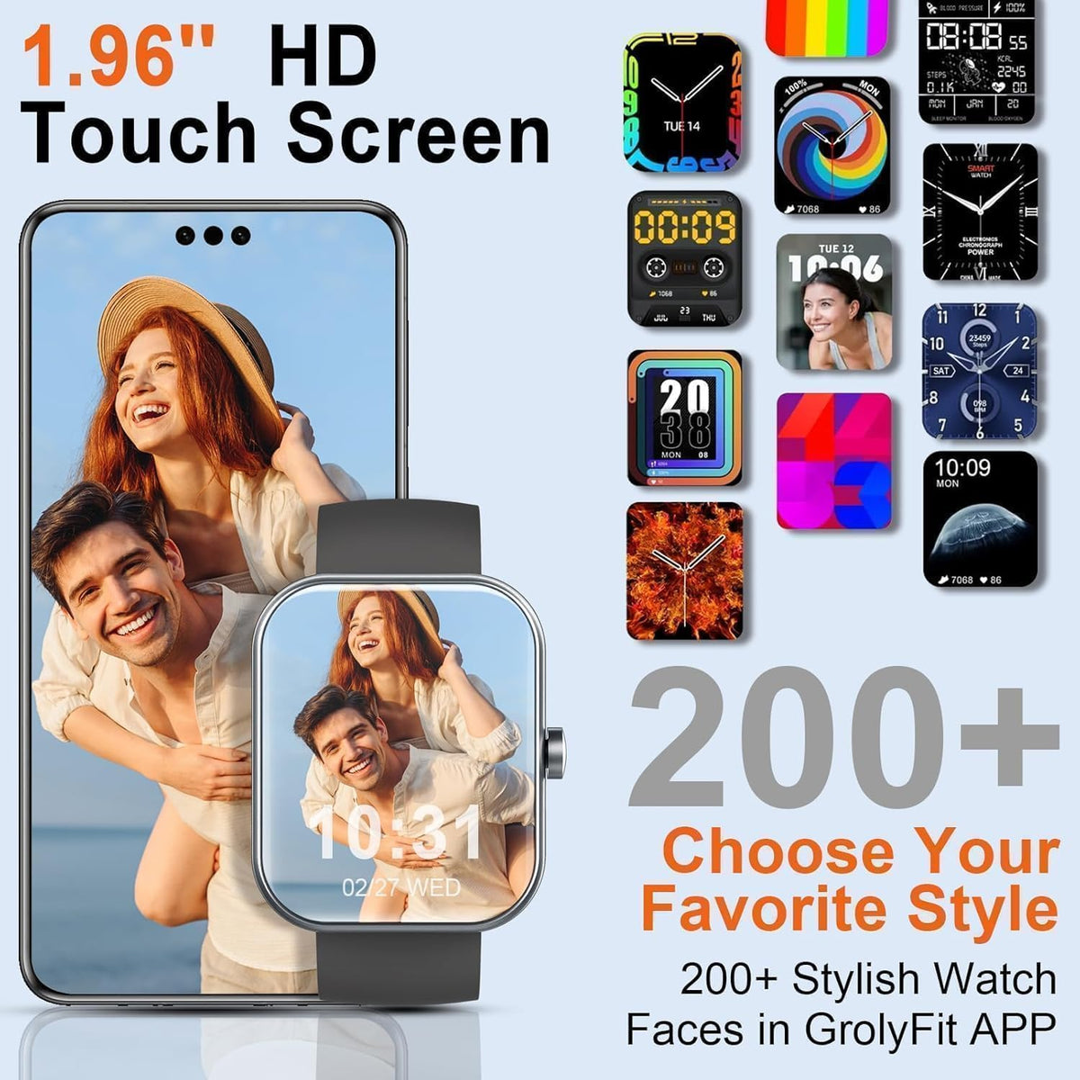 Smart Watch for Men Women (Answer/Make Call), 2026 New 1.91" HD SmartWatch, Fitness Watch with 120+ Sport Modes, IP68 Waterproof, Pedometer, Heart Rate/Sleep Monitor, Activity Tracker for Android iOS