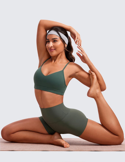 Butterluxe V Neck Sports Bras | Light Support, Removable Pads, Yoga, Extremely Soft, Square Back, Adjustable Spaghetti Straps, for Women