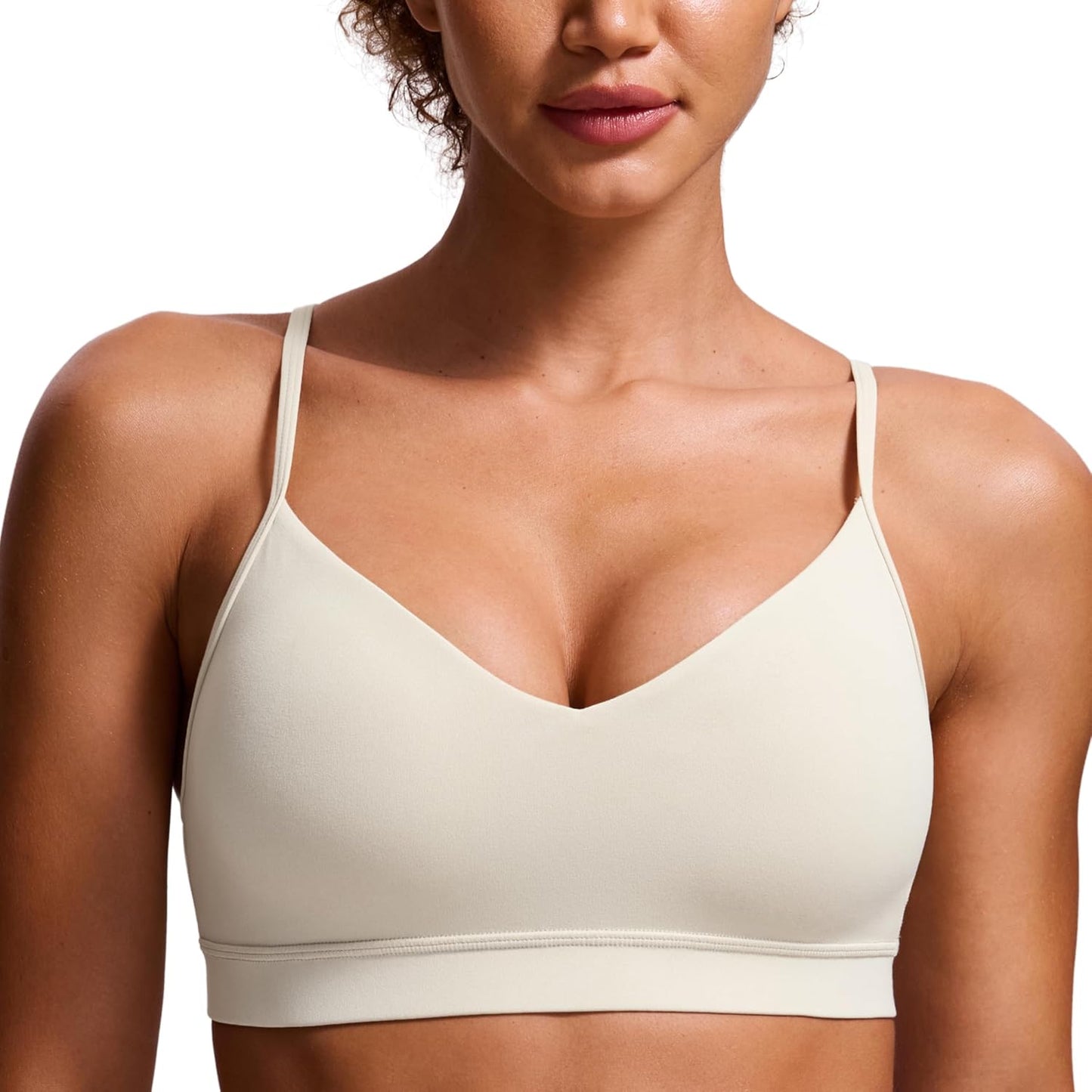 Butterluxe V Neck Sports Bras | Light Support, Removable Pads, Yoga, Extremely Soft, Square Back, Adjustable Spaghetti Straps, for Women