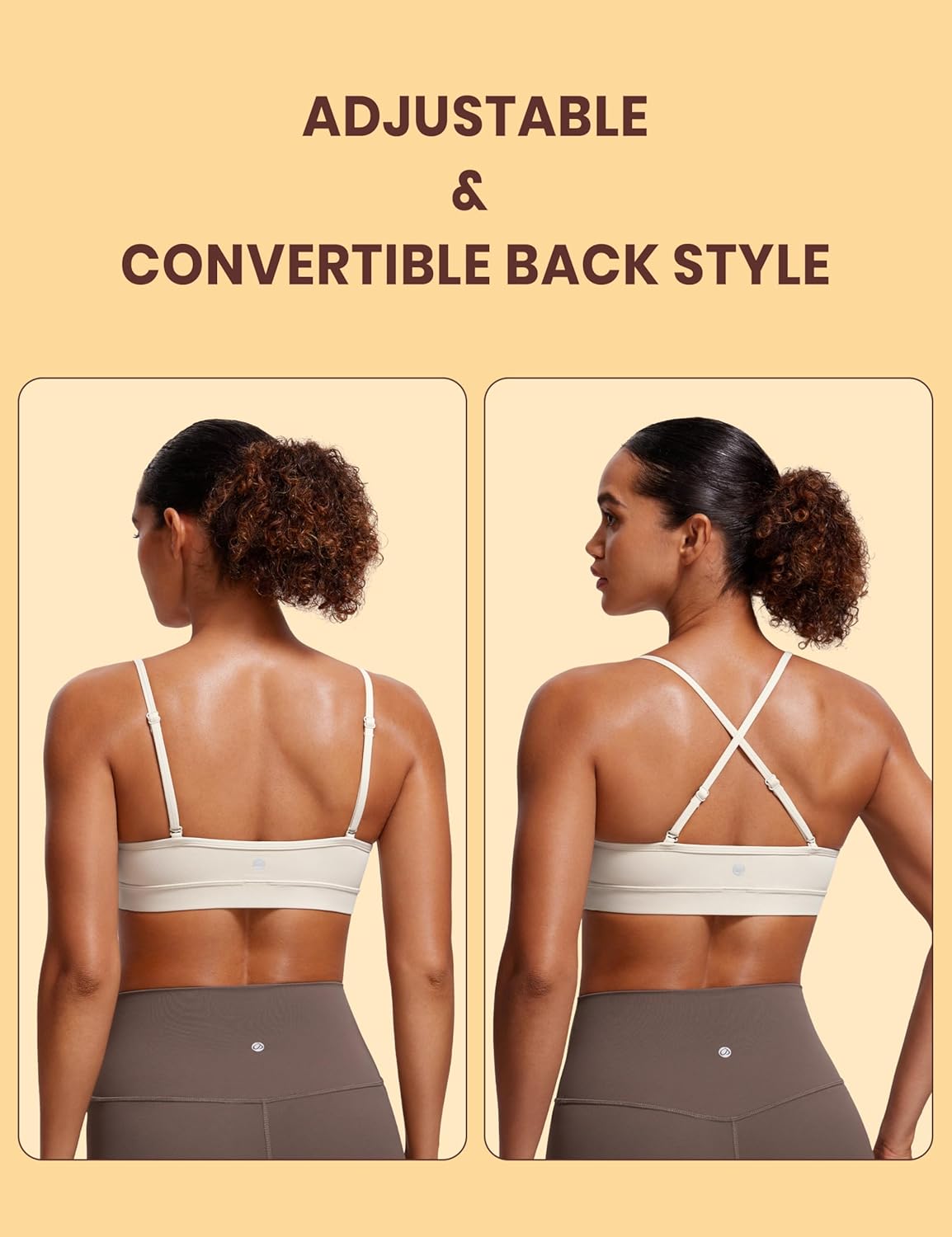 Butterluxe V Neck Sports Bras | Light Support, Removable Pads, Yoga, Extremely Soft, Square Back, Adjustable Spaghetti Straps, for Women