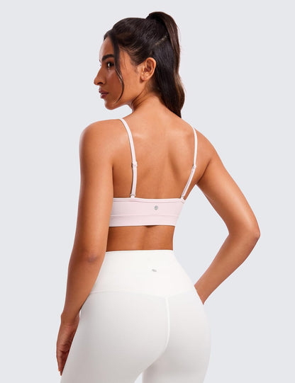 Butterluxe V Neck Sports Bras | Light Support, Removable Pads, Yoga, Extremely Soft, Square Back, Adjustable Spaghetti Straps, for Women