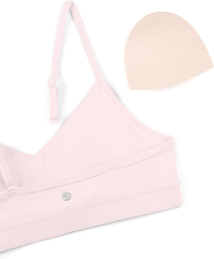 Butterluxe V Neck Sports Bras | Light Support, Removable Pads, Yoga, Extremely Soft, Square Back, Adjustable Spaghetti Straps, for Women