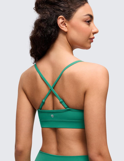 Butterluxe V Neck Sports Bras | Light Support, Removable Pads, Yoga, Extremely Soft, Square Back, Adjustable Spaghetti Straps, for Women