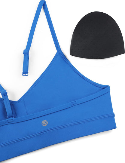 Butterluxe V Neck Sports Bras | Light Support, Removable Pads, Yoga, Extremely Soft, Square Back, Adjustable Spaghetti Straps, for Women