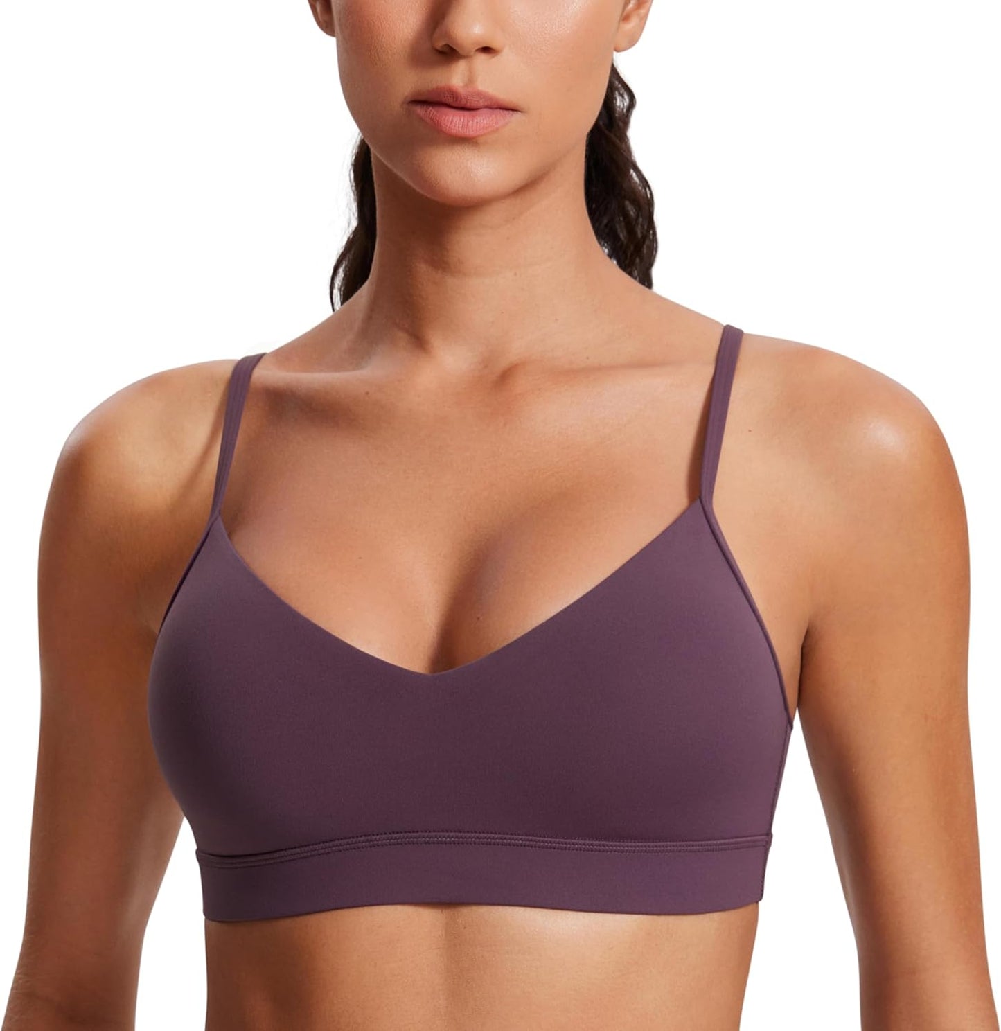 Butterluxe V Neck Sports Bras | Light Support, Removable Pads, Yoga, Extremely Soft, Square Back, Adjustable Spaghetti Straps, for Women