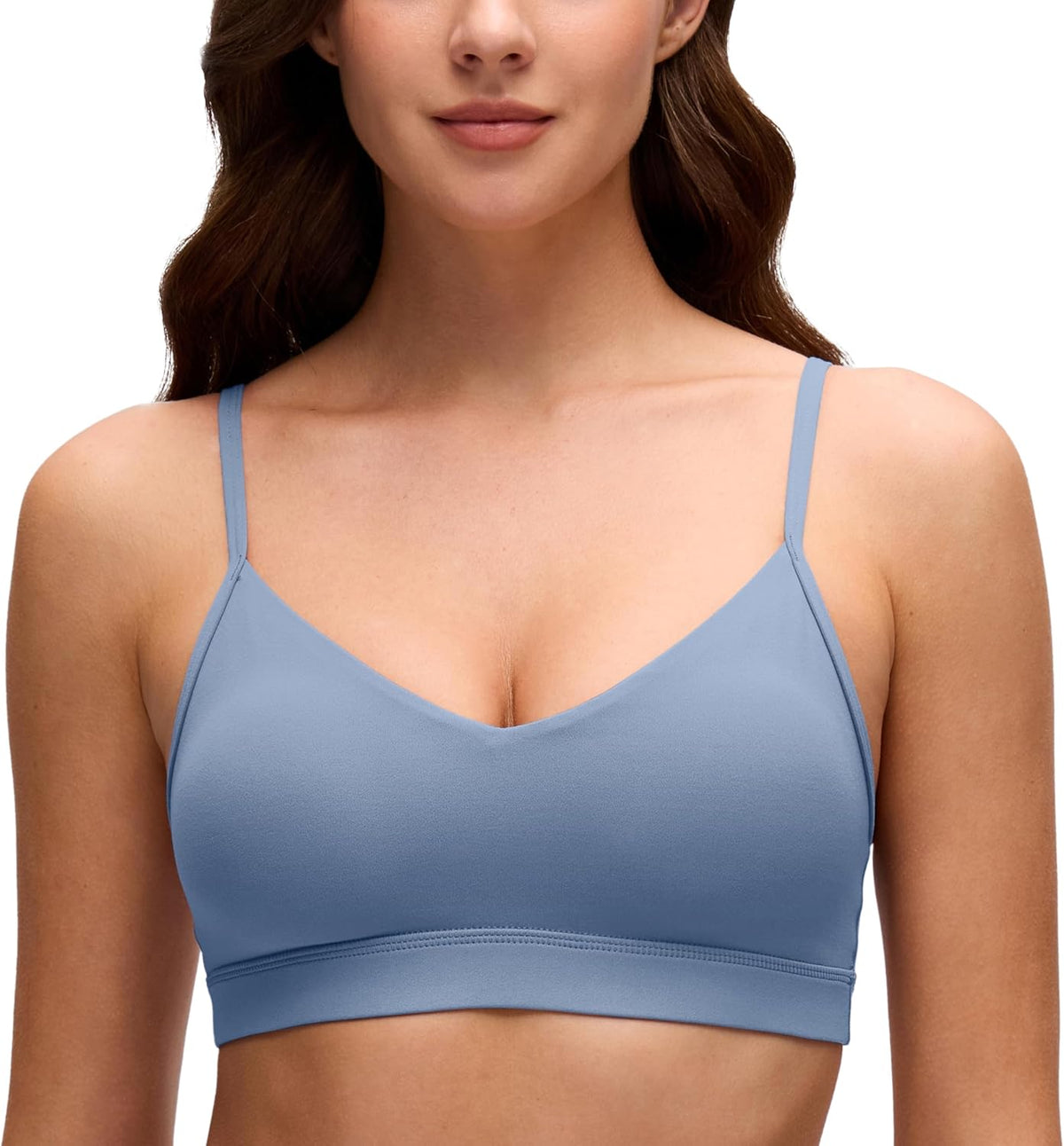 Butterluxe V Neck Sports Bras | Light Support, Removable Pads, Yoga, Extremely Soft, Square Back, Adjustable Spaghetti Straps, for Women