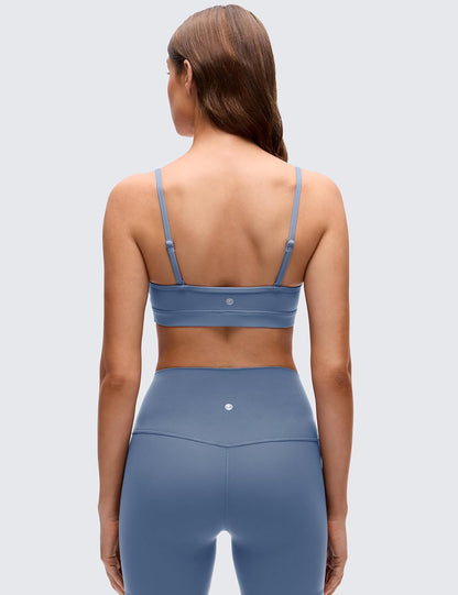 Butterluxe V Neck Sports Bras | Light Support, Removable Pads, Yoga, Extremely Soft, Square Back, Adjustable Spaghetti Straps, for Women