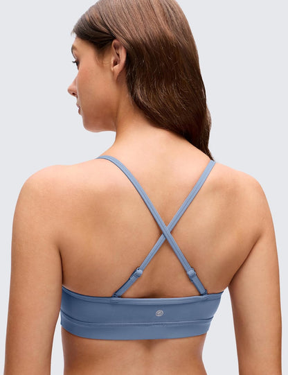 Butterluxe V Neck Sports Bras | Light Support, Removable Pads, Yoga, Extremely Soft, Square Back, Adjustable Spaghetti Straps, for Women
