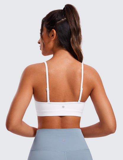 Butterluxe V Neck Sports Bras | Light Support, Removable Pads, Yoga, Extremely Soft, Square Back, Adjustable Spaghetti Straps, for Women