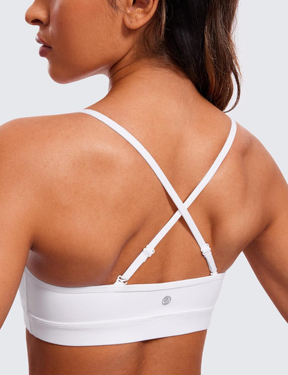 Butterluxe V Neck Sports Bras | Light Support, Removable Pads, Yoga, Extremely Soft, Square Back, Adjustable Spaghetti Straps, for Women