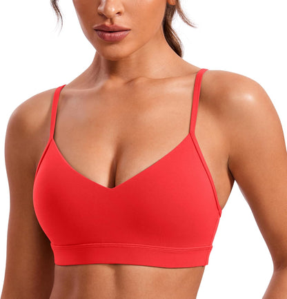 Butterluxe V Neck Sports Bras | Light Support, Removable Pads, Yoga, Extremely Soft, Square Back, Adjustable Spaghetti Straps, for Women