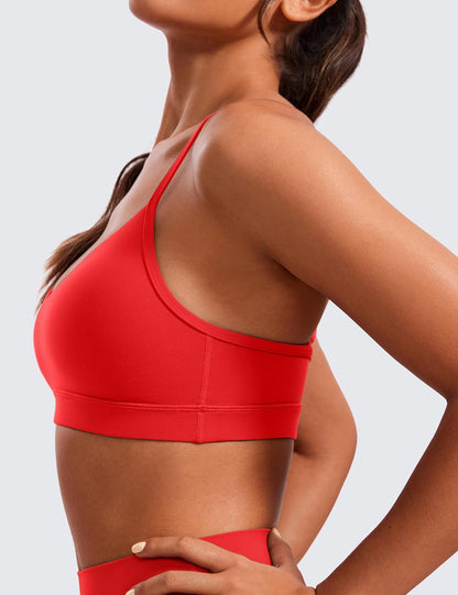 Butterluxe V Neck Sports Bras | Light Support, Removable Pads, Yoga, Extremely Soft, Square Back, Adjustable Spaghetti Straps, for Women
