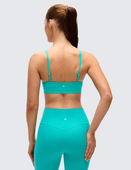 Butterluxe V Neck Sports Bras | Light Support, Removable Pads, Yoga, Extremely Soft, Square Back, Adjustable Spaghetti Straps, for Women