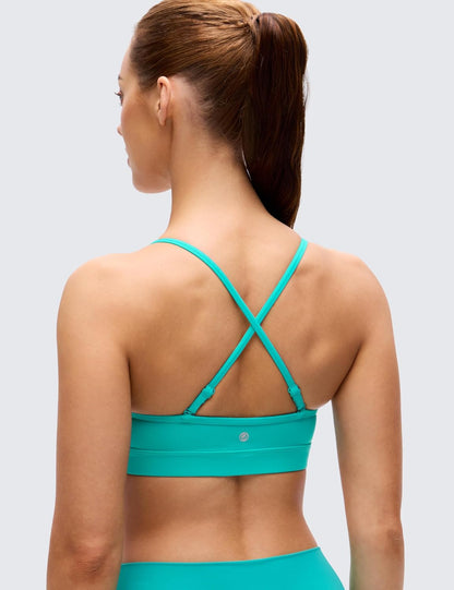 Butterluxe V Neck Sports Bras | Light Support, Removable Pads, Yoga, Extremely Soft, Square Back, Adjustable Spaghetti Straps, for Women