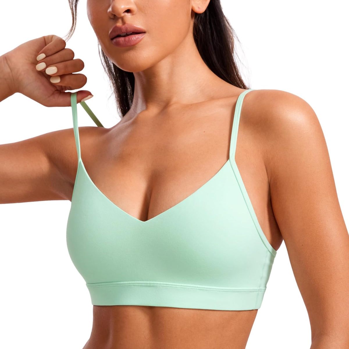 Butterluxe V Neck Sports Bras | Light Support, Removable Pads, Yoga, Extremely Soft, Square Back, Adjustable Spaghetti Straps, for Women