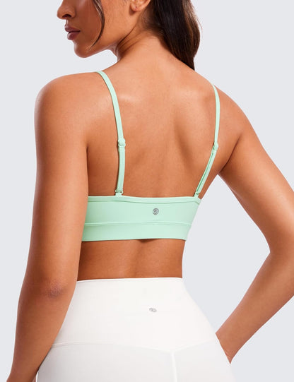 Butterluxe V Neck Sports Bras | Light Support, Removable Pads, Yoga, Extremely Soft, Square Back, Adjustable Spaghetti Straps, for Women