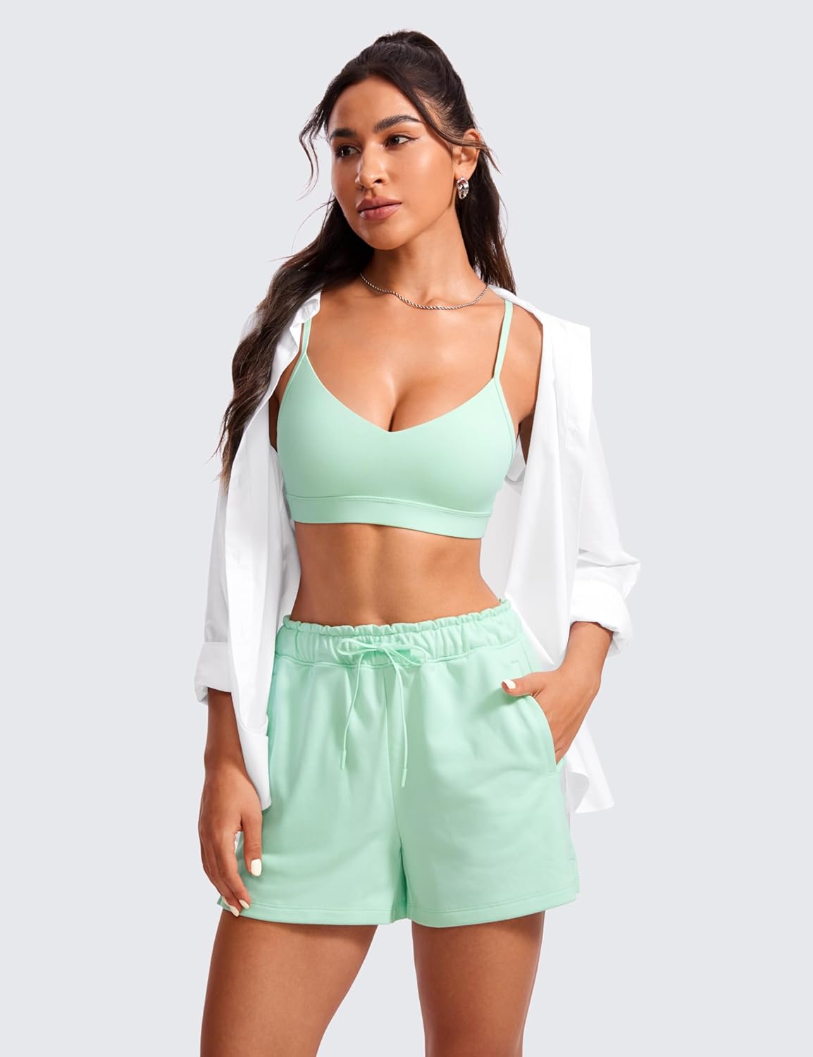 Butterluxe V Neck Sports Bras | Light Support, Removable Pads, Yoga, Extremely Soft, Square Back, Adjustable Spaghetti Straps, for Women