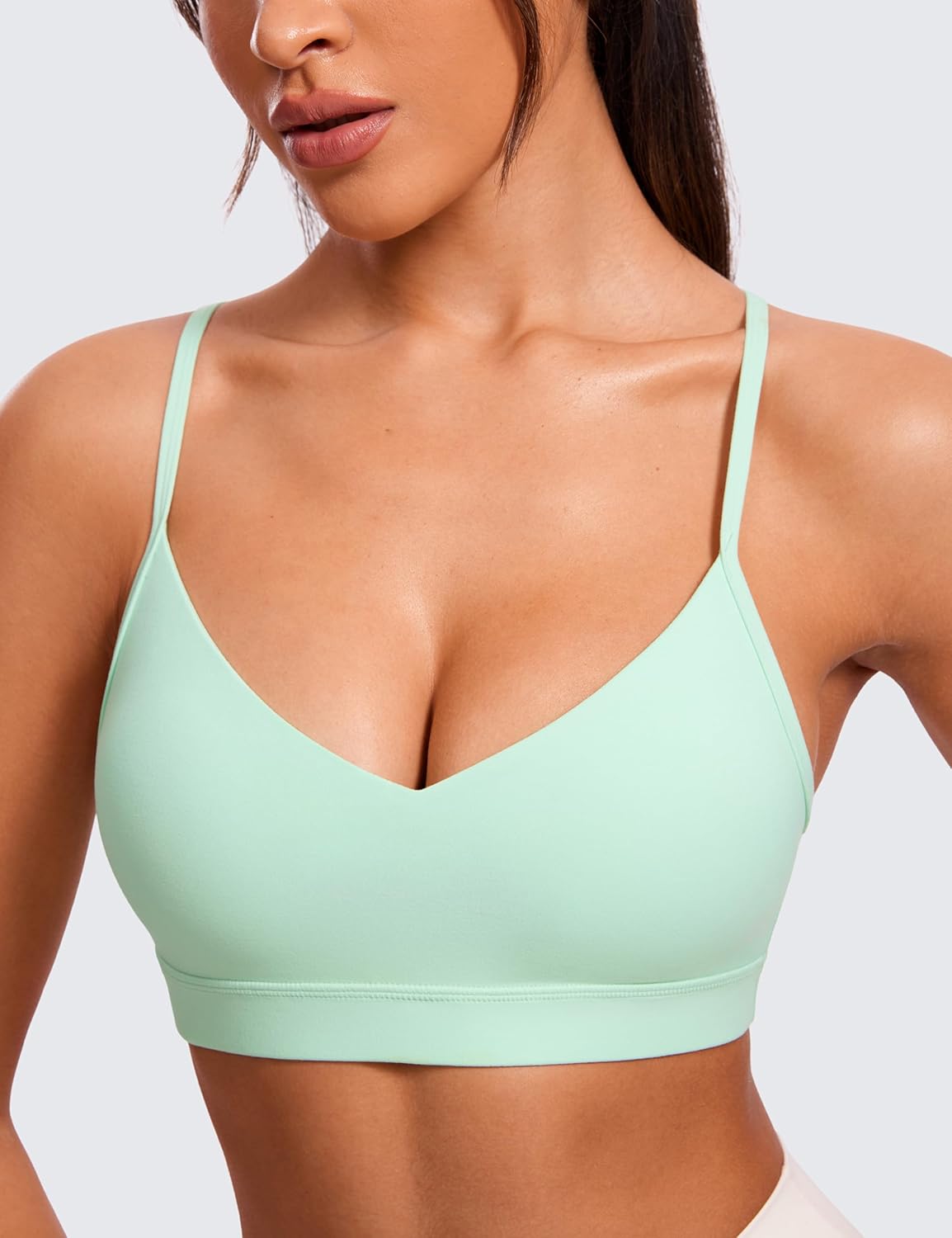 Butterluxe V Neck Sports Bras | Light Support, Removable Pads, Yoga, Extremely Soft, Square Back, Adjustable Spaghetti Straps, for Women