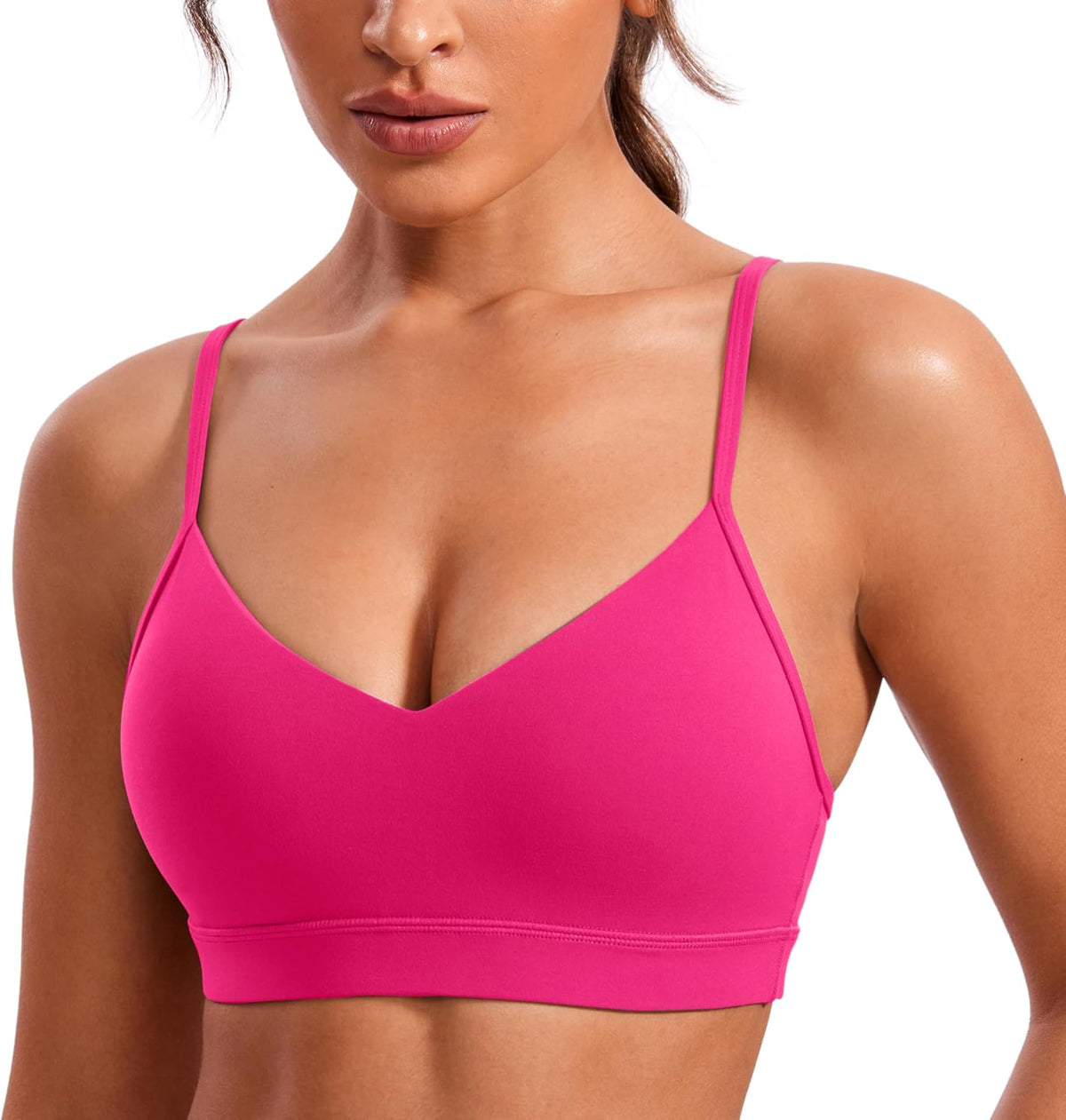 Butterluxe V Neck Sports Bras | Light Support, Removable Pads, Yoga, Extremely Soft, Square Back, Adjustable Spaghetti Straps, for Women