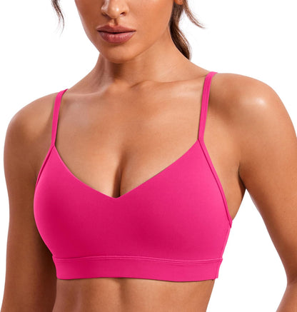 Butterluxe V Neck Sports Bras | Light Support, Removable Pads, Yoga, Extremely Soft, Square Back, Adjustable Spaghetti Straps, for Women