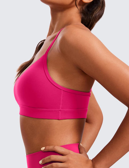 Butterluxe V Neck Sports Bras | Light Support, Removable Pads, Yoga, Extremely Soft, Square Back, Adjustable Spaghetti Straps, for Women