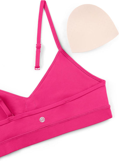 Butterluxe V Neck Sports Bras | Light Support, Removable Pads, Yoga, Extremely Soft, Square Back, Adjustable Spaghetti Straps, for Women