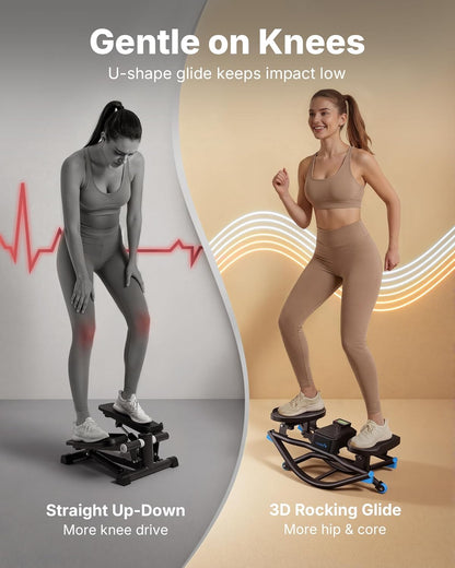 Merach Rocking Steppers for Exercise at Home, 3D Motion Stair Stepper with Resistance Bands for Full Body Workout & Low-Impact Balance Board, 330 LBS Loading Capacity Exercise Equipment