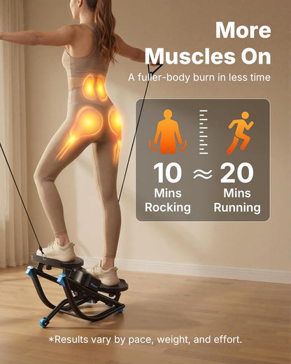 Merach Rocking Steppers for Exercise at Home, 3D Motion Stair Stepper with Resistance Bands for Full Body Workout & Low-Impact Balance Board, 330 LBS Loading Capacity Exercise Equipment