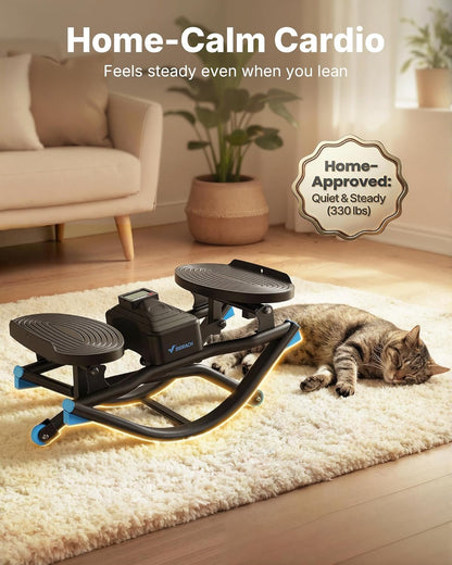 Merach Rocking Steppers for Exercise at Home, 3D Motion Stair Stepper with Resistance Bands for Full Body Workout & Low-Impact Balance Board, 330 LBS Loading Capacity Exercise Equipment