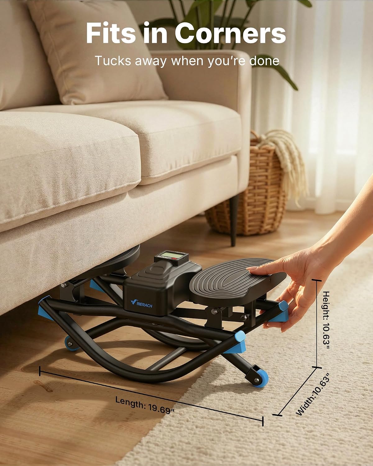 Merach Rocking Steppers for Exercise at Home, 3D Motion Stair Stepper with Resistance Bands for Full Body Workout & Low-Impact Balance Board, 330 LBS Loading Capacity Exercise Equipment