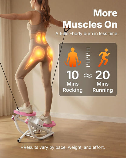 Merach Rocking Steppers for Exercise at Home, 3D Motion Stair Stepper with Resistance Bands for Full Body Workout & Low-Impact Balance Board, 330 LBS Loading Capacity Exercise Equipment