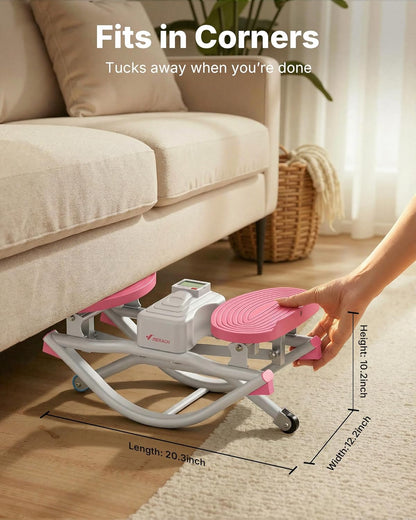 Merach Rocking Steppers for Exercise at Home, 3D Motion Stair Stepper with Resistance Bands for Full Body Workout & Low-Impact Balance Board, 330 LBS Loading Capacity Exercise Equipment