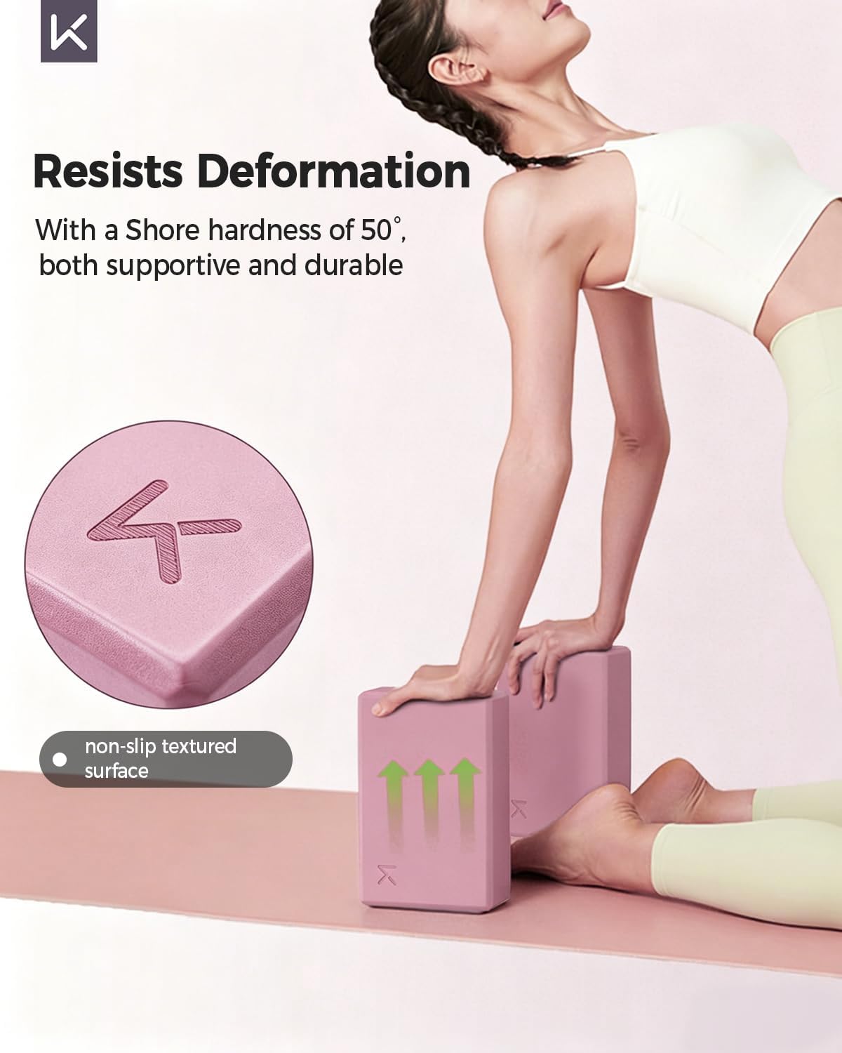 Yoga Block, High-Density EVA Foam 2 Pack Yoga Block with Non-Slip Textured Surface, Supportive, Lightweight - Ideal for Yoga