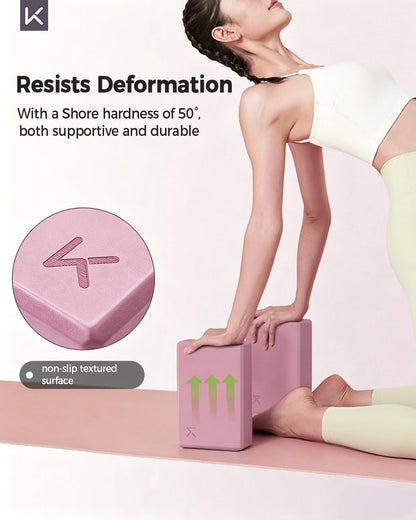 Yoga Block, High-Density EVA Foam 2 Pack Yoga Block with Non-Slip Textured Surface, Supportive, Lightweight - Ideal for Yoga