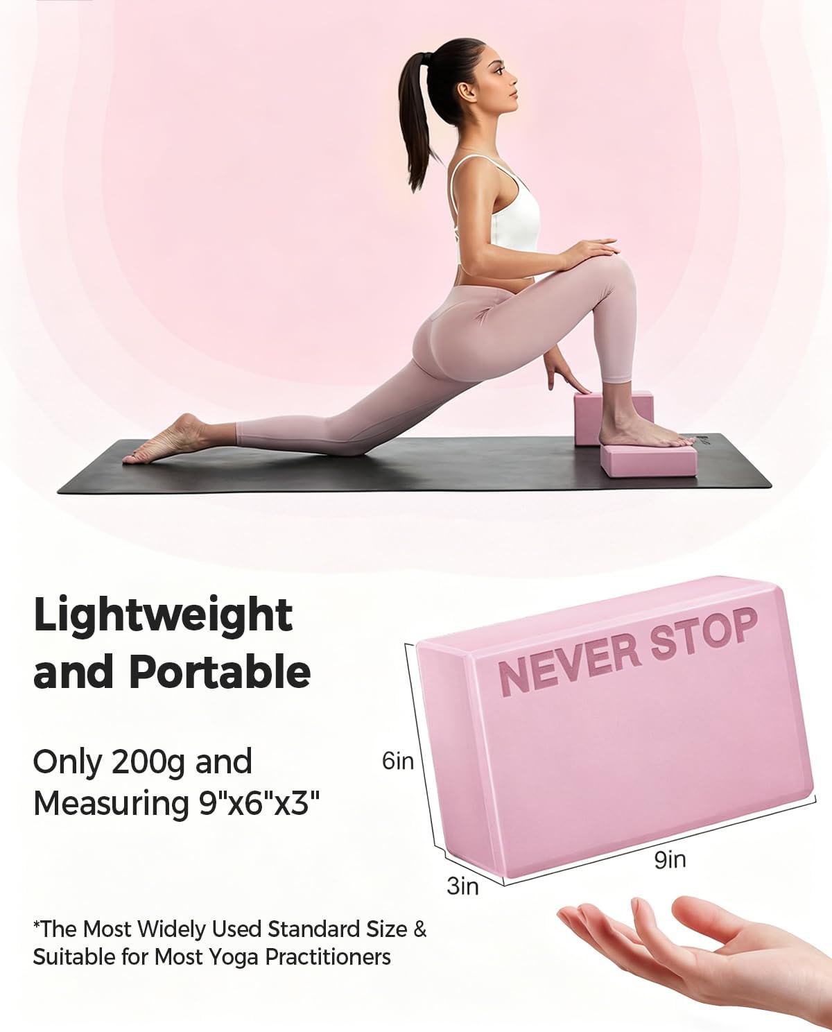 Yoga Block, High-Density EVA Foam 2 Pack Yoga Block with Non-Slip Textured Surface, Supportive, Lightweight - Ideal for Yoga