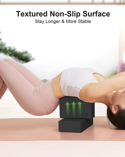 Yoga Block, High-Density EVA Foam 2 Pack Yoga Block with Non-Slip Textured Surface, Supportive, Lightweight - Ideal for Yoga