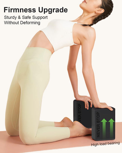 Yoga Block, High-Density EVA Foam 2 Pack Yoga Block with Non-Slip Textured Surface, Supportive, Lightweight - Ideal for Yoga