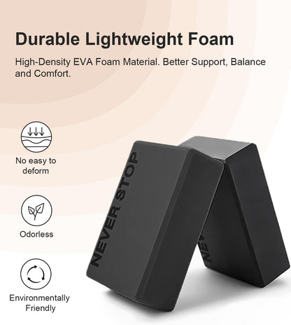Yoga Block, High-Density EVA Foam 2 Pack Yoga Block with Non-Slip Textured Surface, Supportive, Lightweight - Ideal for Yoga