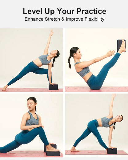 Yoga Block, High-Density EVA Foam 2 Pack Yoga Block with Non-Slip Textured Surface, Supportive, Lightweight - Ideal for Yoga