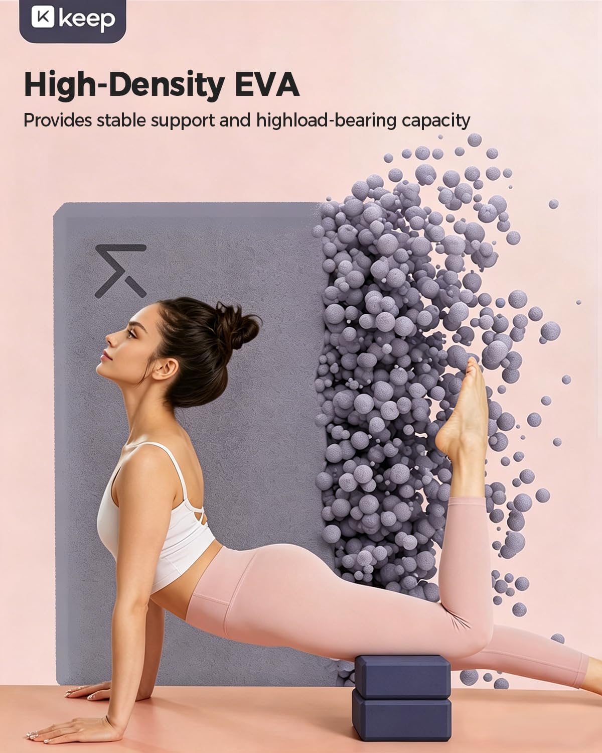 Yoga Block, High-Density EVA Foam 2 Pack Yoga Block with Non-Slip Textured Surface, Supportive, Lightweight - Ideal for Yoga
